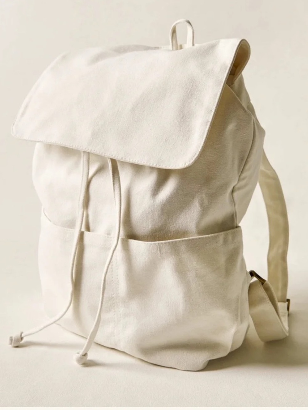 Laude the Label Canvas Drawstring Convertible Backpack in Cream